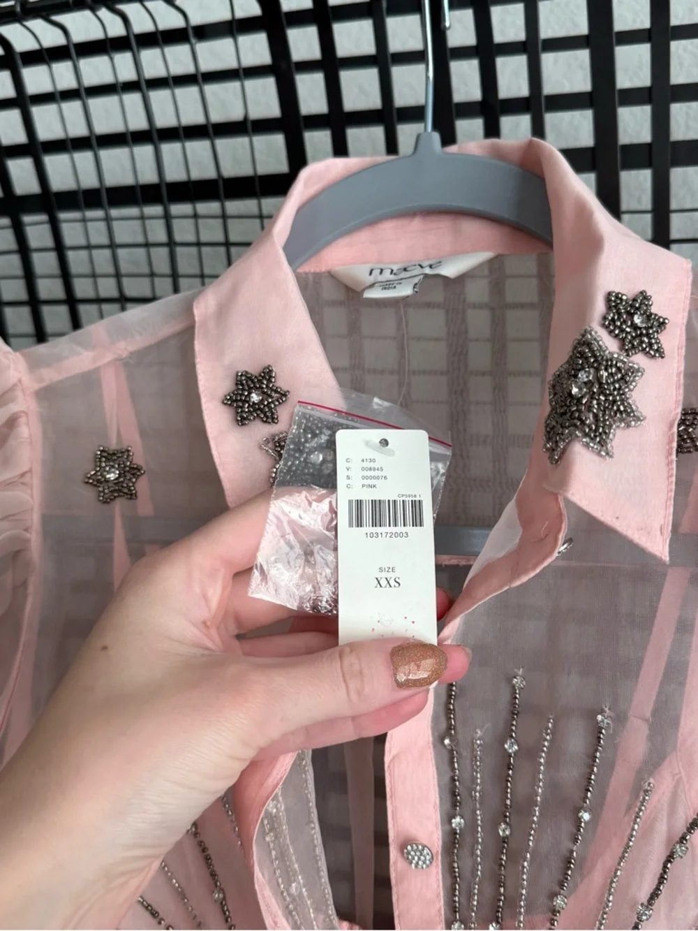 Anthropologie Maeve Short-Sleeve Embellished Mini Shirt Dress - Picture 8 of 8